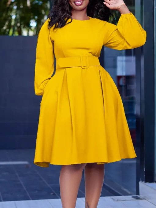 Winter Plus Size Belted Dress