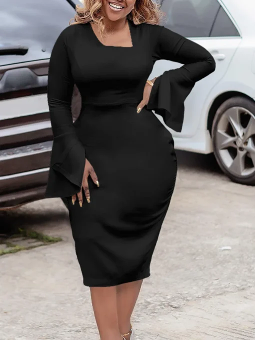 Plus Size Wrap Dress - Winter Professional Style - Image 6