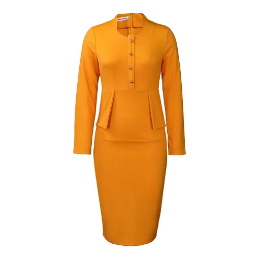 V-Neck Plus Size Slim Pencil Dress - Autumn/Winter Chic Style - Image 4