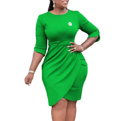 Plus Size Elegant Pencil Skirt Dress - Image 5