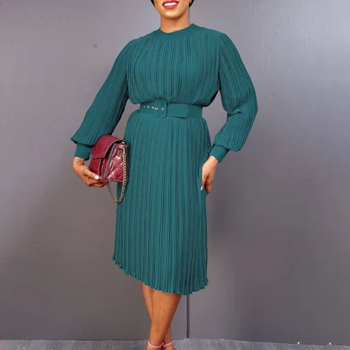 Chic Plus Size Pleated Dress