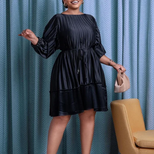 Elegant Plus Size Casual A-Line Dress - Loose Waist - Image 3