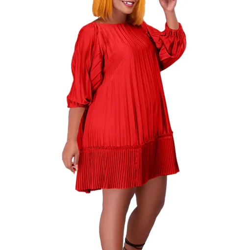 Elegant Plus Size Casual A-Line Dress - Loose Waist - Image 5