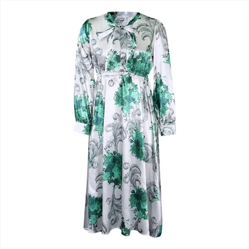 Printed Plus Size Long Sleeve Elegant Casual Summer Dress - Image 2