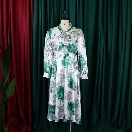 Printed Plus Size Long Sleeve Elegant Casual Summer Dress - Image 4