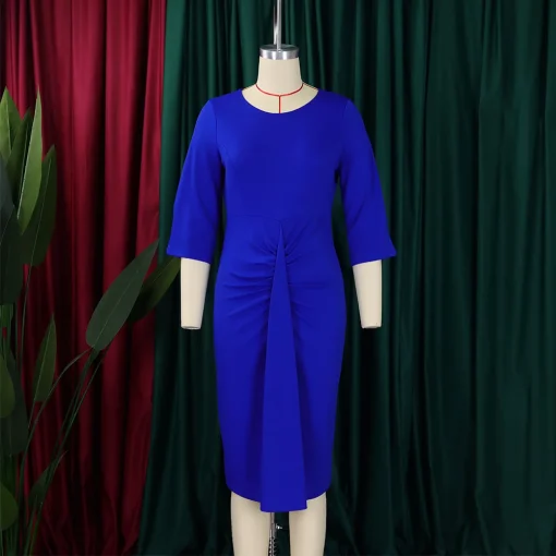 Chic Plus Size 3/4 Sleeve Round Neck Pencil Dress - Image 6