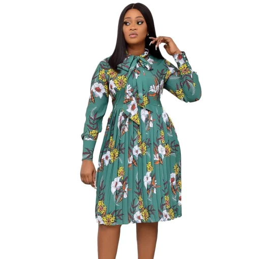 Chic Plus Size Printed Pleated Dress - Urban Style Versatility - Image 5