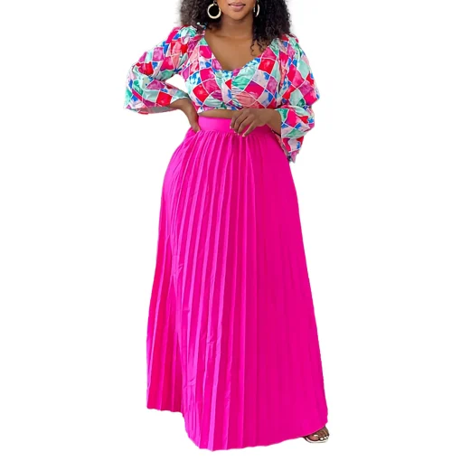 Printed V-Neck Dress Set: Plus Size, Trendy, Elegant - Image 4