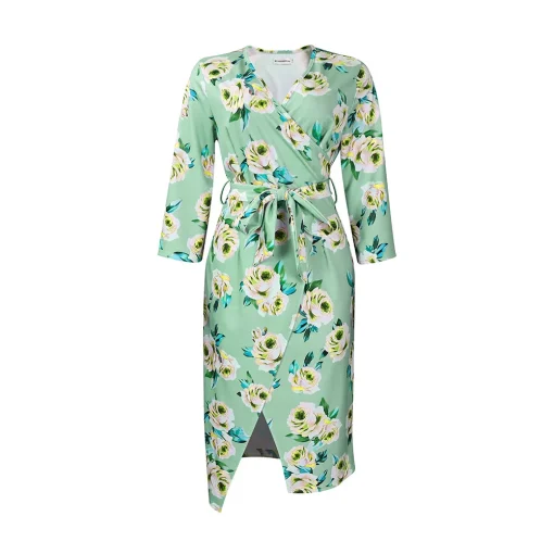 Plus Size V-Neck Wrap Dress - Spring/Summer Commuting Style - Image 6