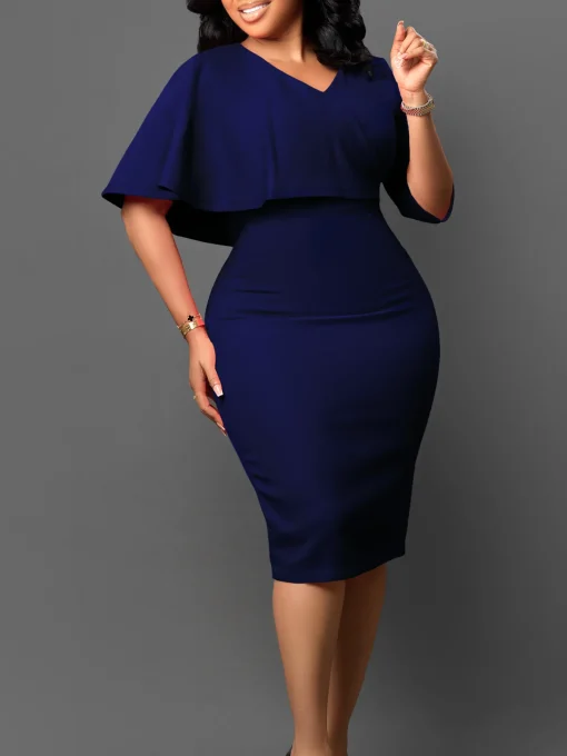 Chic Plus Size V-Neck Pencil Dress - Summer Fashion - Image 5