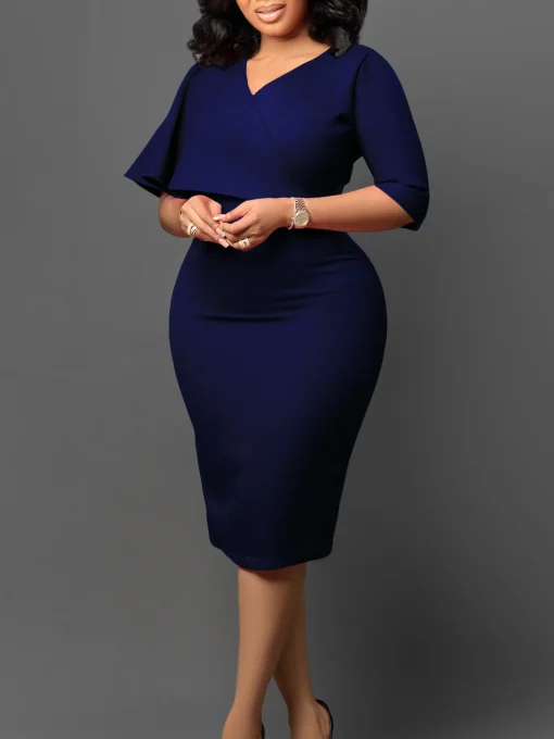 Chic Plus Size V-Neck Pencil Dress - Summer Fashion - Image 6