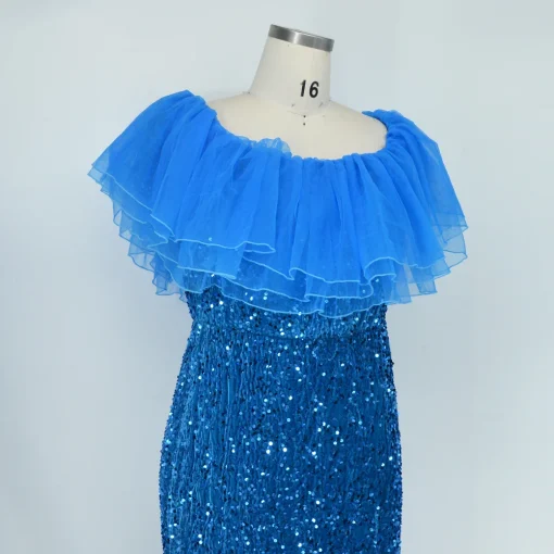 Strapless Mesh Splicing Sequin Party Dress - Elegant Plus Size - Image 6