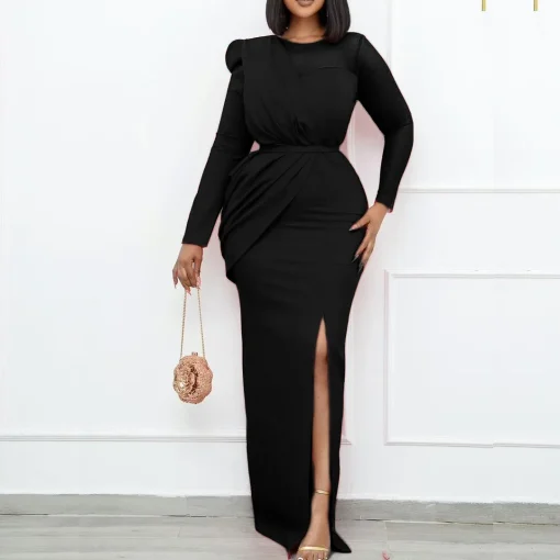 Mesh Spliced Plus Size Dress: Stylish Spring/Autumn Fashion - Image 3