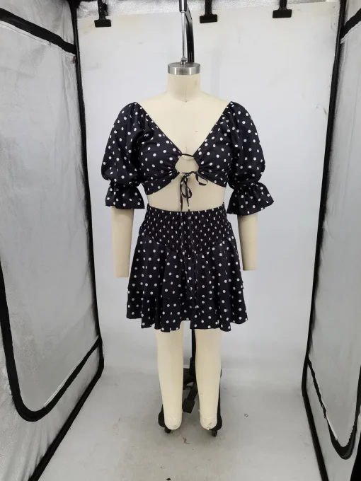 Vintage Dot Two-Piece Dress Set - Image 5