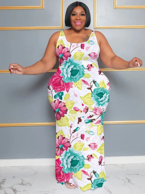 Plus Size Sleeveless Floral Maxi Dress - Image 2