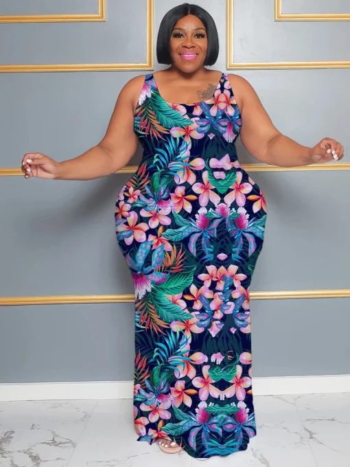 Plus Size Sleeveless Floral Maxi Dress - Image 4