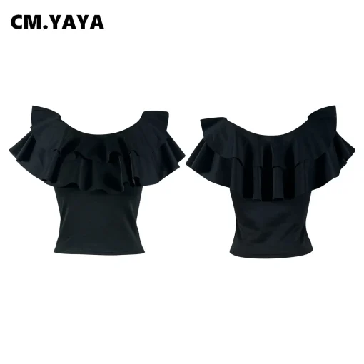 Ruffle Butterfly Sleeve Crop T-shirt - Image 4