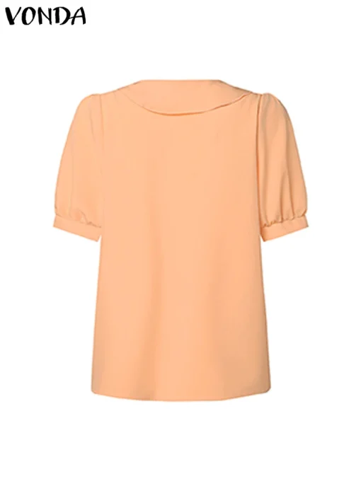 Elegant Women's Short Sleeve Solid Color Blouse - Image 3