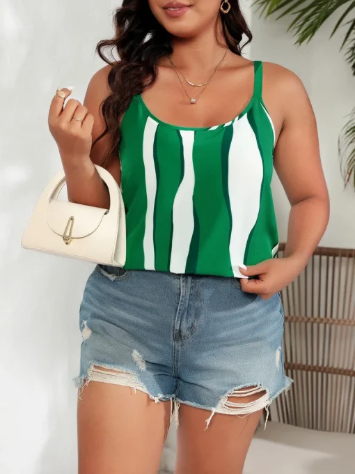 Plus Size Striped Sleeveless Cami Top - Image 2