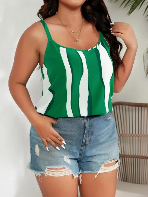 Plus Size Striped Sleeveless Cami Top - Image 3