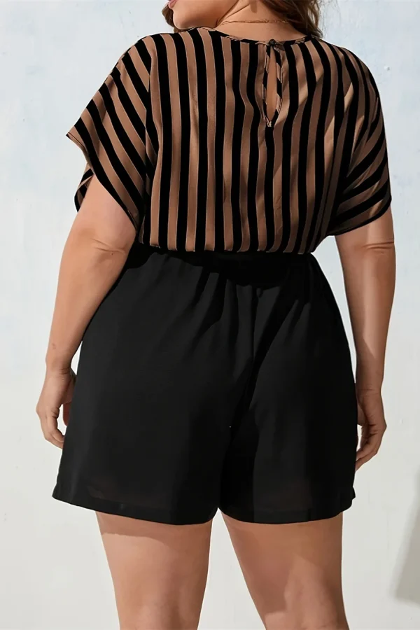 Plus Size Striped Belted Jumpsuit