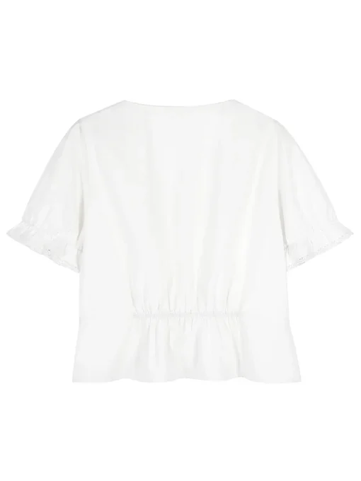 Vintage Plus Size Square Neck White Blouse