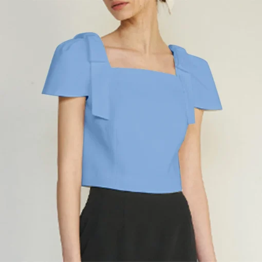 Summer Elegant Short Sleeve Blouse - Image 5