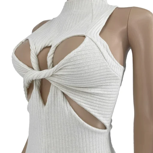 Ribbed Sleeveless Tie Hem Pullover - Image 5