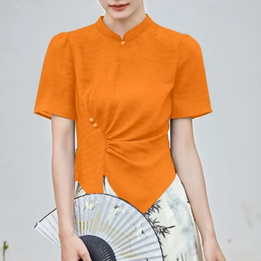 Summer Elegant Stand Collar Blouse