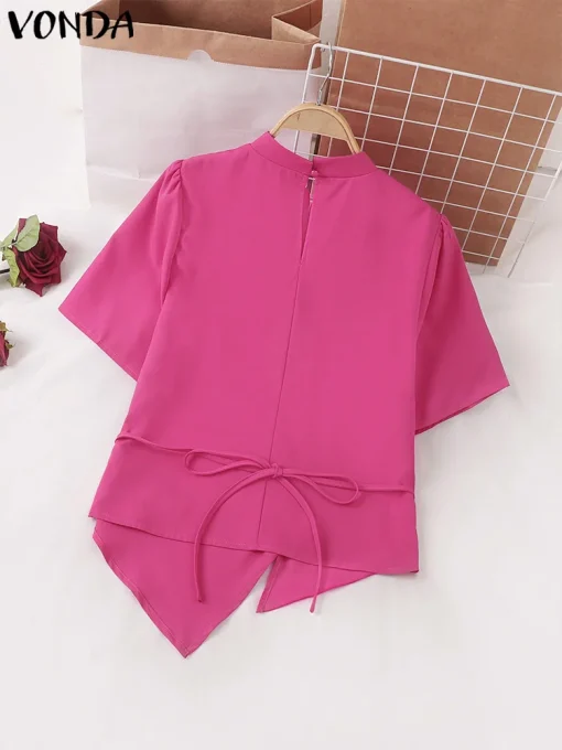 Summer Elegant Stand Collar Blouse - Image 3