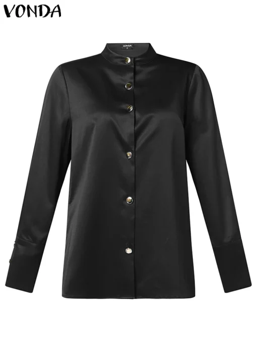 Autumn Elegant Shirt - Stylish Stand Collar - Image 2