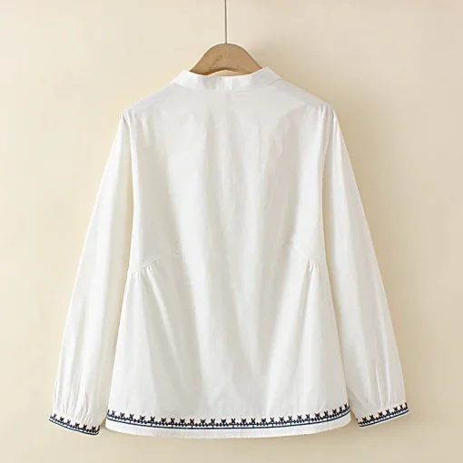 Plus Size Cotton Embroidered Blouse - Image 2