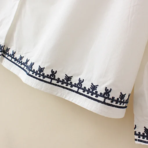 Plus Size Cotton Embroidered Blouse - Image 5