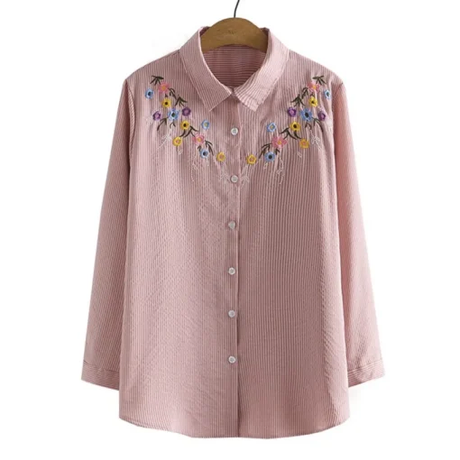 Plus Size Embroidered Cotton Blouse