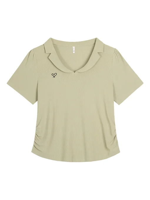 Plus Size Polo Collar Embroidered T-Shirt - Image 2