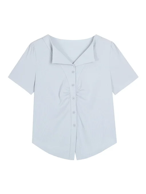 Plus Size Button Front Knitted Shirt for Women - Image 2