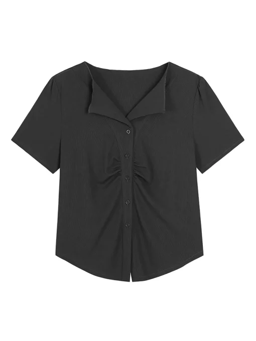 Plus Size Button Front Knitted Shirt for Women - Image 3