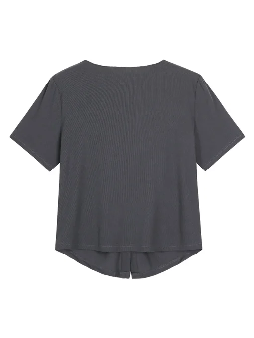 Plus Size Button Front Knitted Shirt for Women