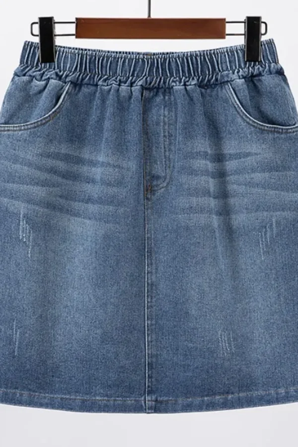 Plus Size Mini Denim Skirt for Women