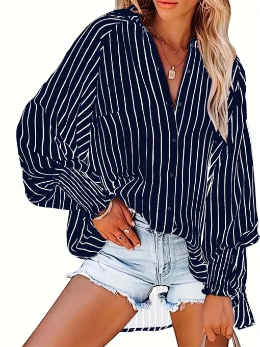 Plus Size Striped Button-Up Shirt