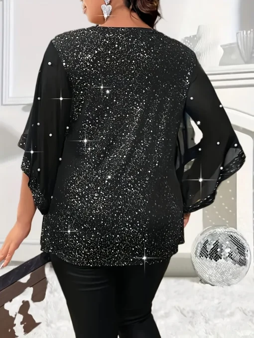 Plus Size Starry Sky V-neck T-shirt - Image 2