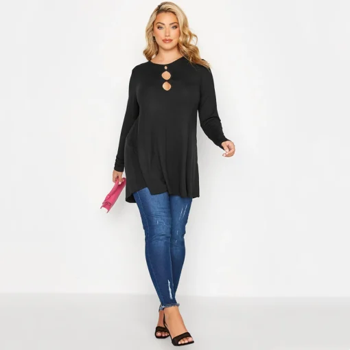 Plus Size Asymmetrical Tunic Top - Image 2