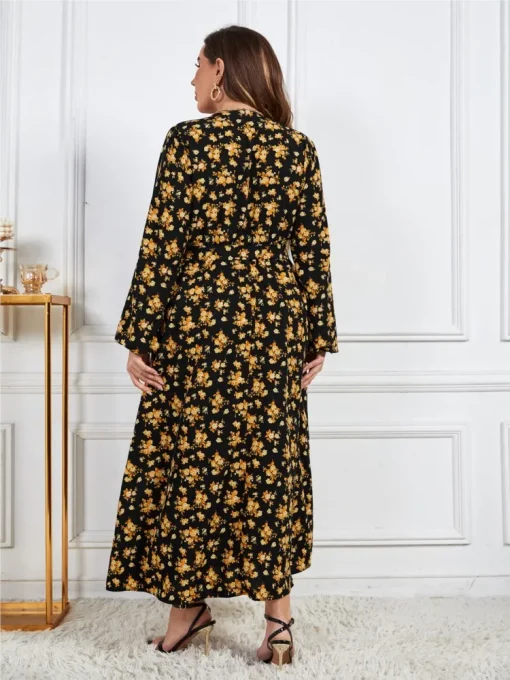 Plus Size Autumn Floral Long Dress - Image 5