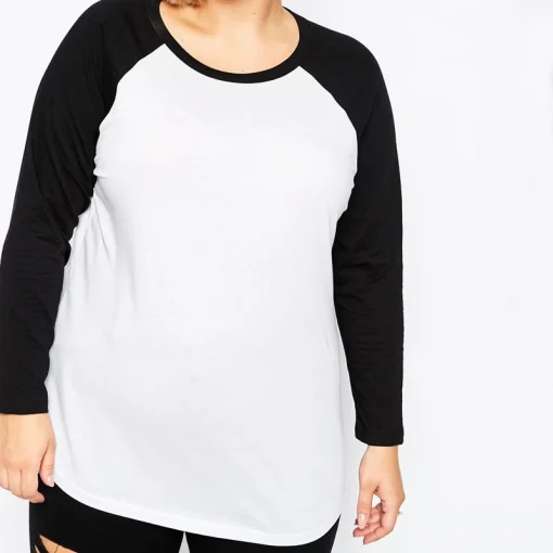 Plus Size Black & White Raglan T-Shirt 6XL 7XL - Image 3