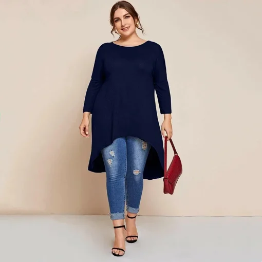 Plus Size Loose Hi-Low Tunic Top - Image 4