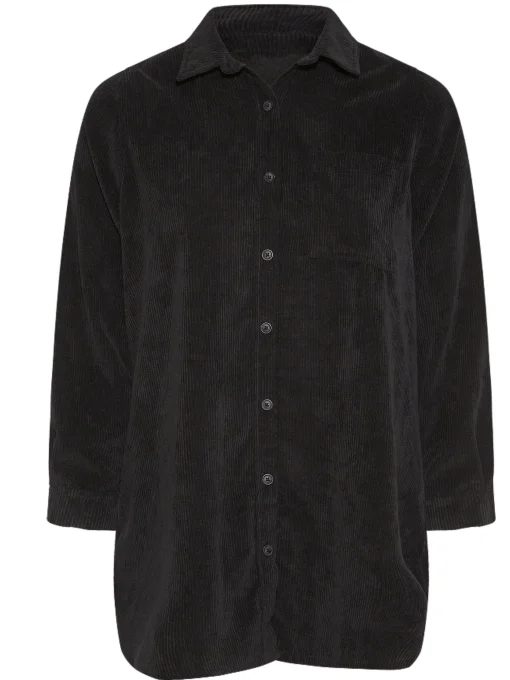 Plus Size Corduroy Longline Button-Up Shirt - Image 5