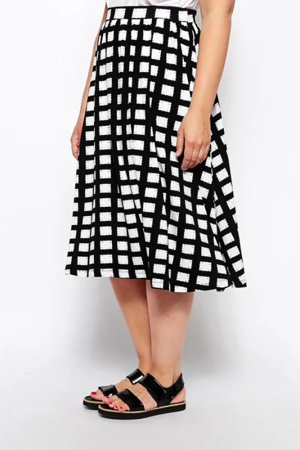 Plus Size Plaid A-Line Skirt Elastic Waist 6XL 7XL