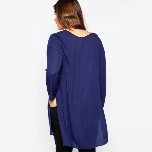 Plus Size V-Neck Pocket Blouse - Image 2