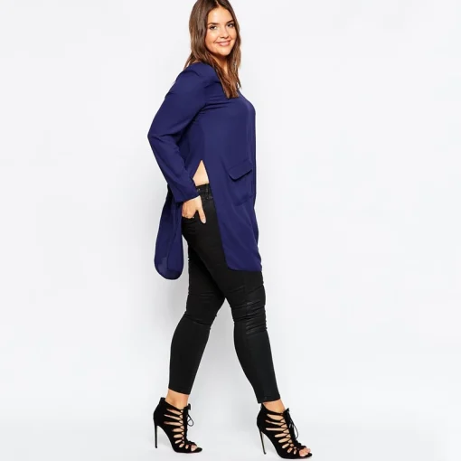 Plus Size V-Neck Pocket Blouse - Image 4