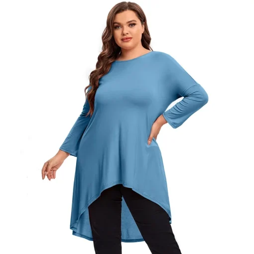 Plus Size Long Sleeve Flare Tunic Top 7XL - Image 2